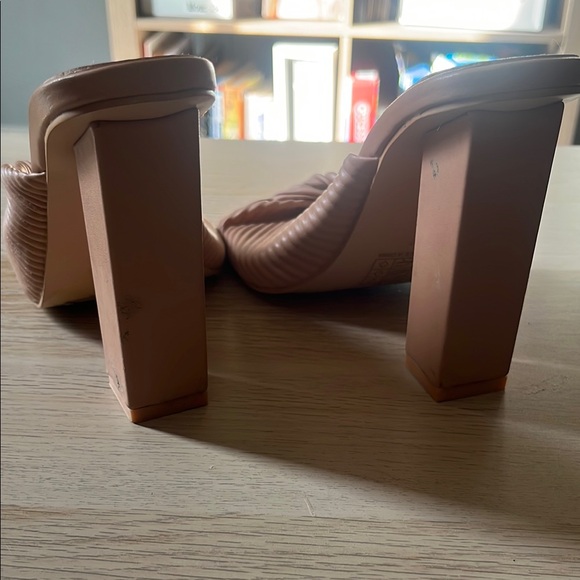 Public Desire Tan Heeled Mules - Picture 2 of 2